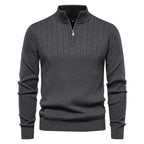 Men's Half Zip Stand Collar Knit Sweater Lightweight Casual Pullover