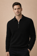Men's Knitted Waffle Half-Zip Lapel Sweater