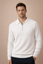 Men's Knitted Waffle Half-Zip Lapel Sweater