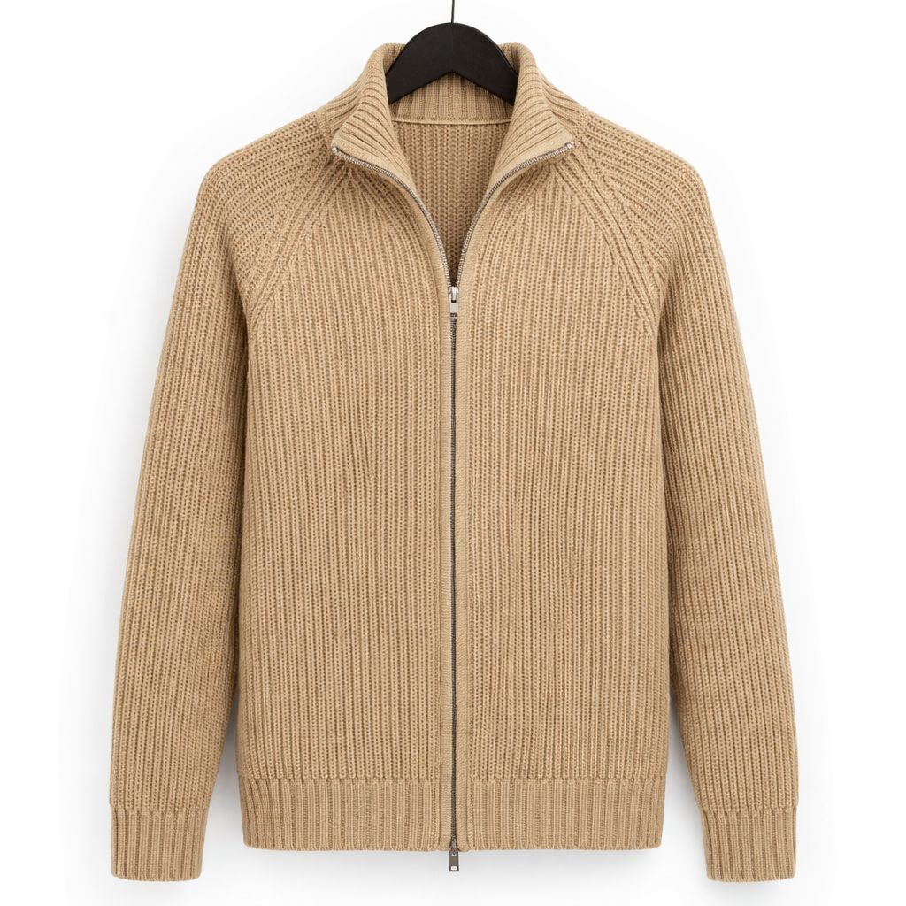 Men's Stand Collar Cardigan with Slim Fit Retro Knit Button Front Design
