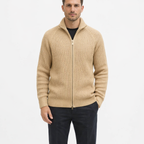 Men's Stand Collar Cardigan with Slim Fit Retro Knit Button Front Design
