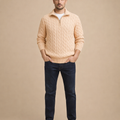 Men's Loose Knit Half-Zip Pullover Sweater Casual Comfortable Layered Winter Knitwear