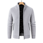 Men's Fleece-Lined Knit Jacket Warm Autumn Winter Casual Zip-Up Outerwear Everyday Wear