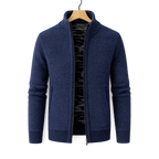 Men's Fleece-Lined Knit Jacket Warm Autumn Winter Casual Zip-Up Outerwear Everyday Wear