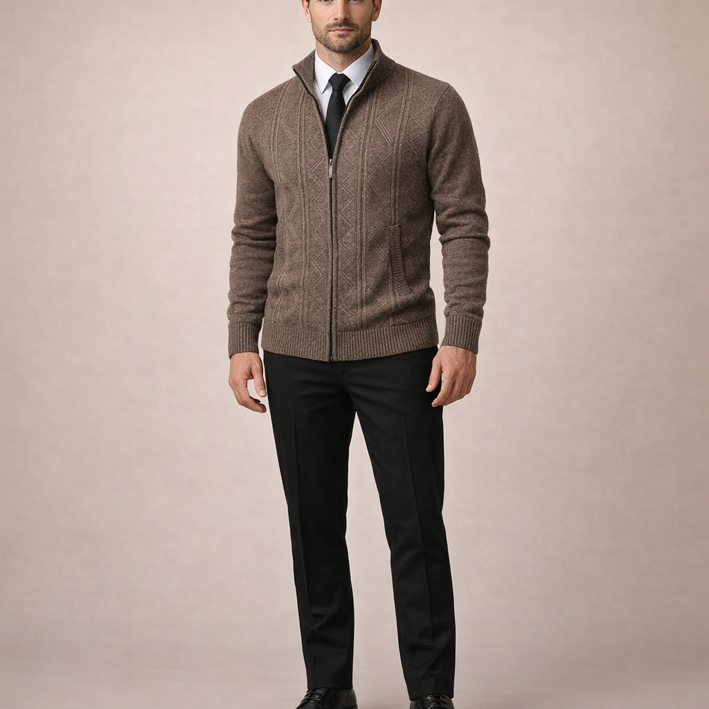 Men's Loose Knitted Cardigan Sweater Jacket Casual Layering Outerwear for Autumn and Winter