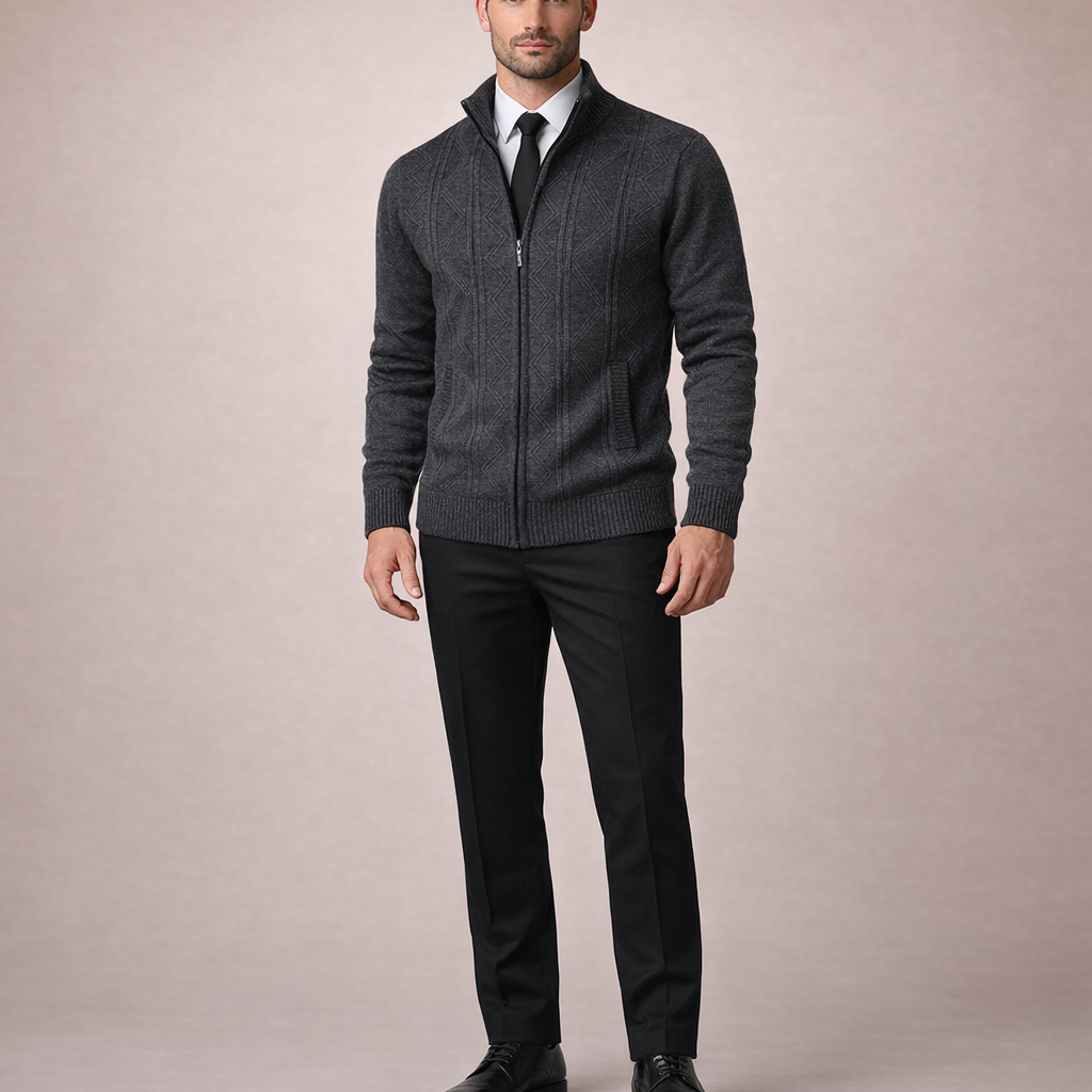 Men's Loose Knitted Cardigan Sweater Jacket Casual Layering Outerwear for Autumn and Winter