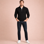 Men's Loose Knit Half-Zip Pullover Sweater Casual Comfortable Layered Winter Knitwear