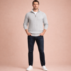 Men's Loose Knit Half-Zip Pullover Sweater Casual Comfortable Layered Winter Knitwear