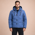 Men's Winter Down Jacket with Hood Quilted Insulated Cold Weather Casual Outerwear
