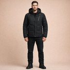 Men's Winter Down Jacket with Hood Quilted Insulated Cold Weather Casual Outerwear