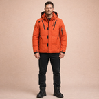 Men's Winter Down Jacket with Hood Quilted Insulated Cold Weather Casual Outerwear