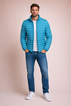 Men's Winter Padded Jacket with Stand Collar for Casual Outdoor Cold Weather Wear