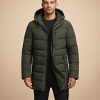 Men's Thick Warm Cotton Jacket with Hood for Casual Winter Outdoor Wear
