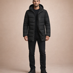 Men's Thick Warm Cotton Jacket with Hood for Casual Winter Outdoor Wear