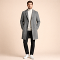 Men's Slim Fit Wool Trench Coat for Casual and Business Winter Outerwear