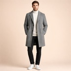 Men's Slim Fit Wool Trench Coat for Casual and Business Winter Outerwear