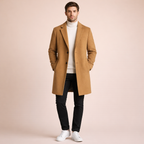 Men's Slim Fit Wool Trench Coat for Casual and Business Winter Outerwear