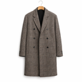 Men's Double Breasted Plaid Overcoat with Tailored Fit for Smart Casual Winter Wear