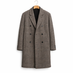 Men's Double Breasted Plaid Overcoat with Tailored Fit for Smart Casual Winter Wear
