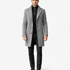 Men's Slim Fit Single Breasted Wool Overcoat Jacket for Smart Casual Winter Wear