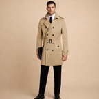 Men's Slim Fit Long Trench Coat for Casual and Smart Everyday Outerwearv