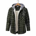 Men's Winter Hooded Plaid Jacket for Casual Outdoor Cold Weather Wear