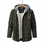 Men's Winter Hooded Plaid Jacket for Casual Outdoor Cold Weather Wear