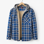Men's Winter Hooded Plaid Jacket for Casual Outdoor Cold Weather Wear