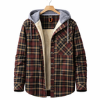 Men's Winter Hooded Plaid Jacket for Casual Outdoor Cold Weather Wear