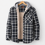 Men's Winter Hooded Plaid Jacket for Casual Outdoor Cold Weather Wear