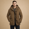 Men's Winter Hooded Parka Jacket Medium Length for Casual Outdoor Cold Weather Wear