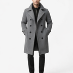 Men's Double Breasted Wool Coat Long Fall Winter Tailored Formal Casual Outerwear