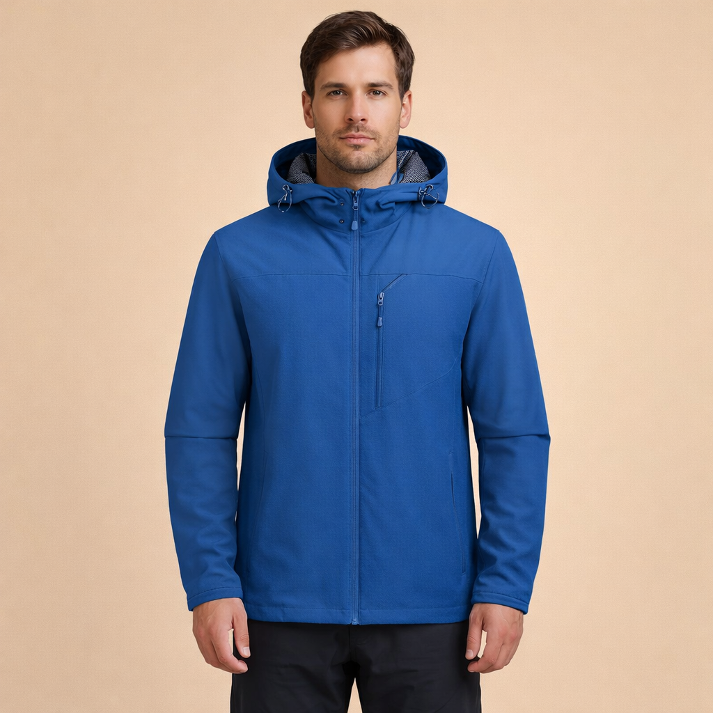 Men's Waterproof Windbreaker Jacket Lightweight Hooded Outdoor Casual All Weather Outerwear