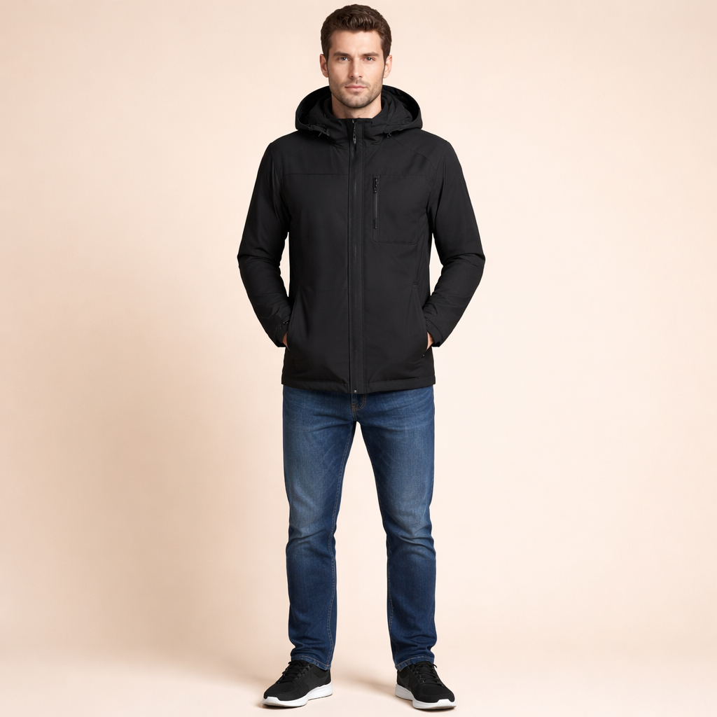 Men's Waterproof Windbreaker Jacket Lightweight Hooded Outdoor Casual All Weather Outerwear