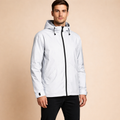 Men's Reflective Long Windbreaker Jacket Lightweight Outdoor Hooded Casual Utility Outerwear