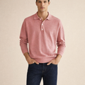Men's Long Sleeve Button Polo Shirt with Clean Fit for Smart Casual Everyday Wear