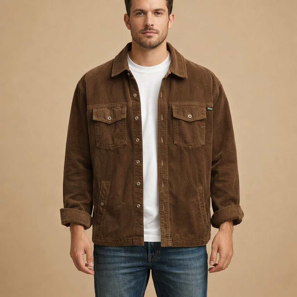 Men's Loose Fit Cotton Jacket for Lightweight Layering and Everyday Casual Wear