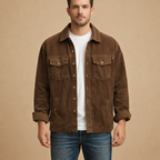 Men's Loose Fit Cotton Jacket for Lightweight Layering and Everyday Casual Wear