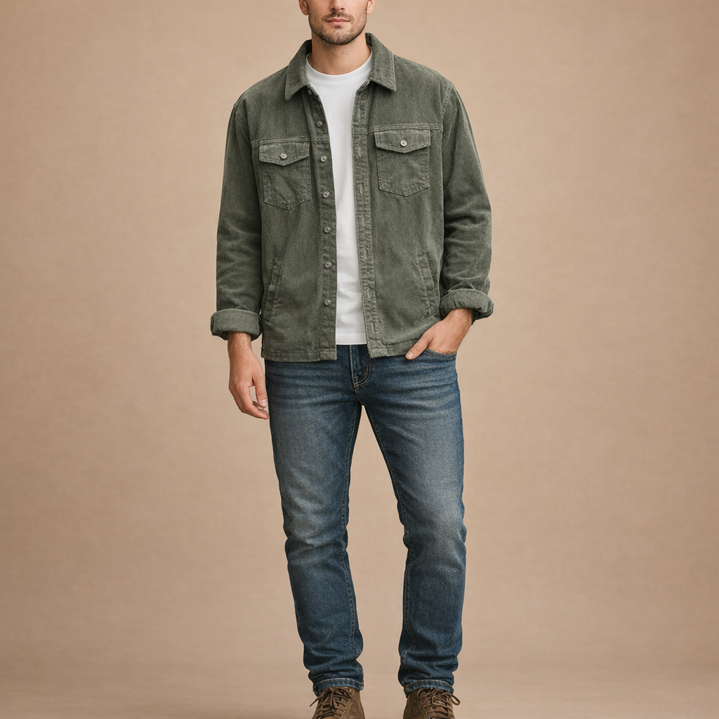 Men's Loose Fit Cotton Jacket for Lightweight Layering and Everyday Casual Wear