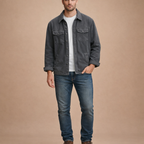 Men's Loose Fit Cotton Jacket for Lightweight Layering and Everyday Casual Wear