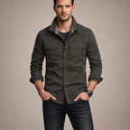 Men's Cotton Long Sleeve Shirt for Spring and Autumn Casual Everyday Wear