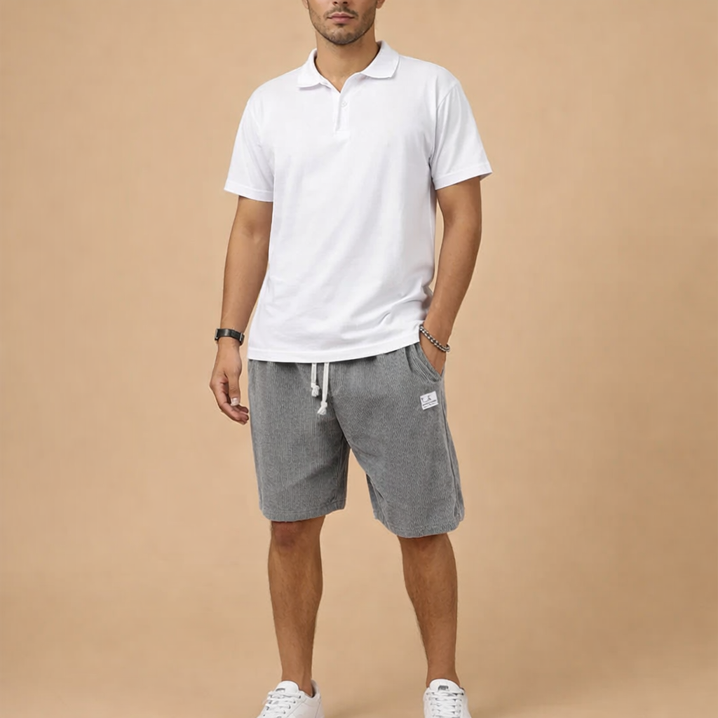 Men's Corduroy Sports Shorts for Men – Breathable Elastic Waist Casual Activewear