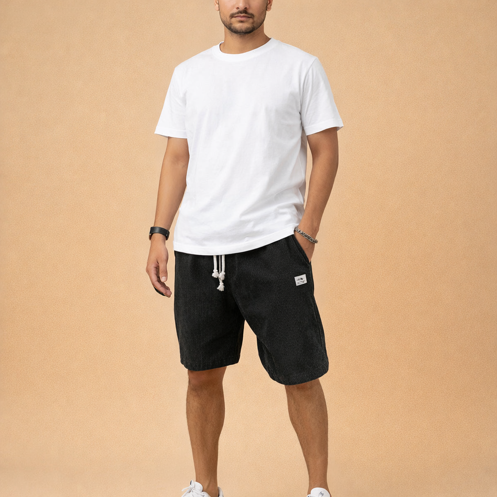 Men's Corduroy Sports Shorts for Men – Breathable Elastic Waist Casual Activewear