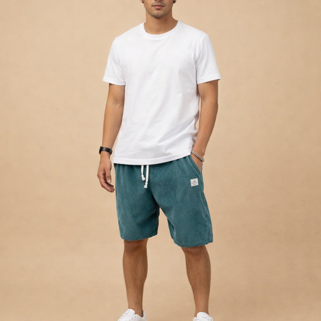 Men's Corduroy Sports Shorts for Men – Breathable Elastic Waist Casual Activewear