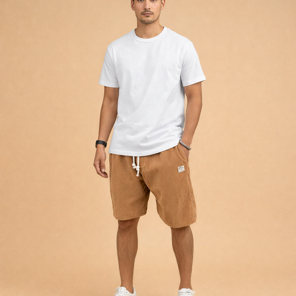 Men's Corduroy Sports Shorts for Men – Breathable Elastic Waist Casual Activewear