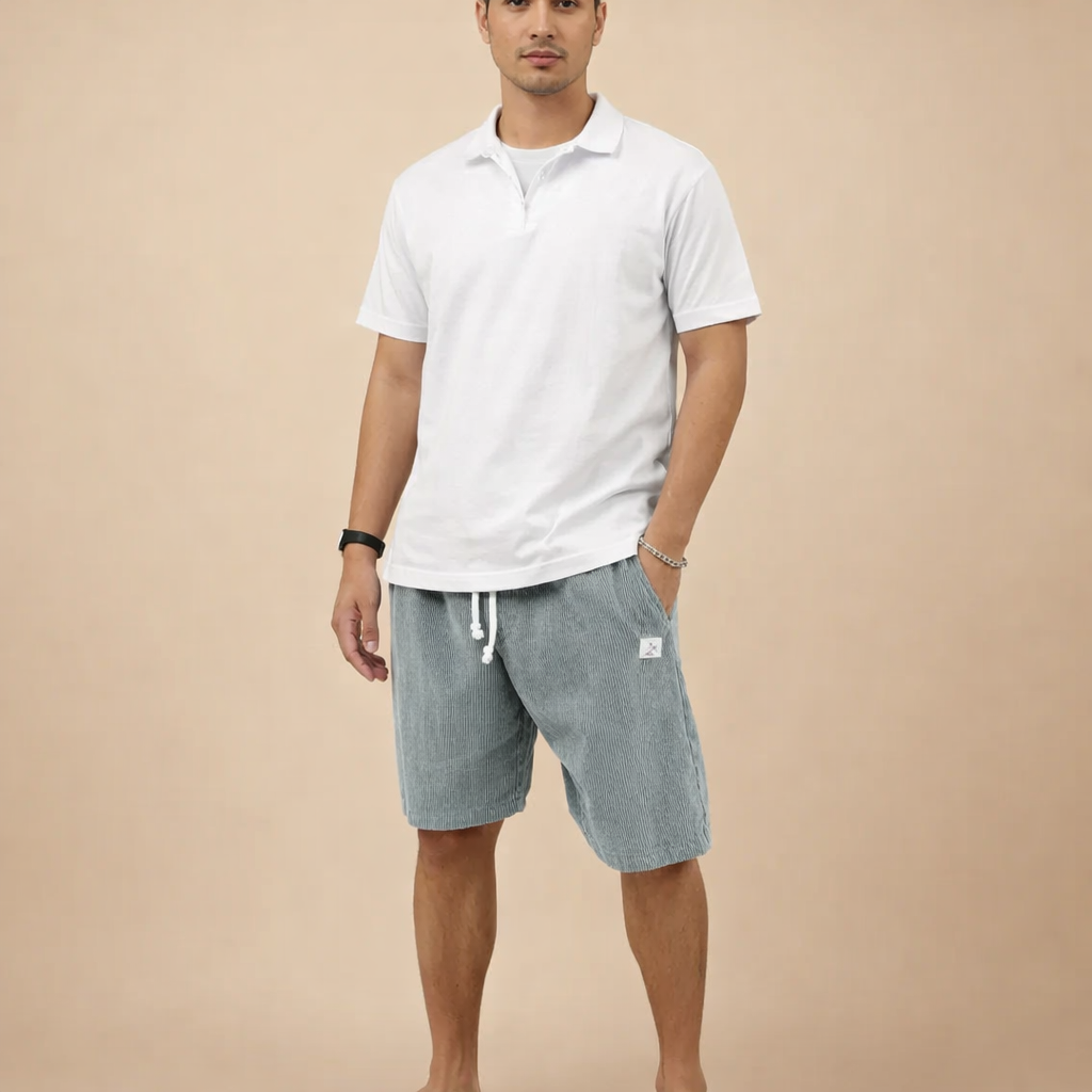 Men's Corduroy Sports Shorts for Men – Breathable Elastic Waist Casual Activewear