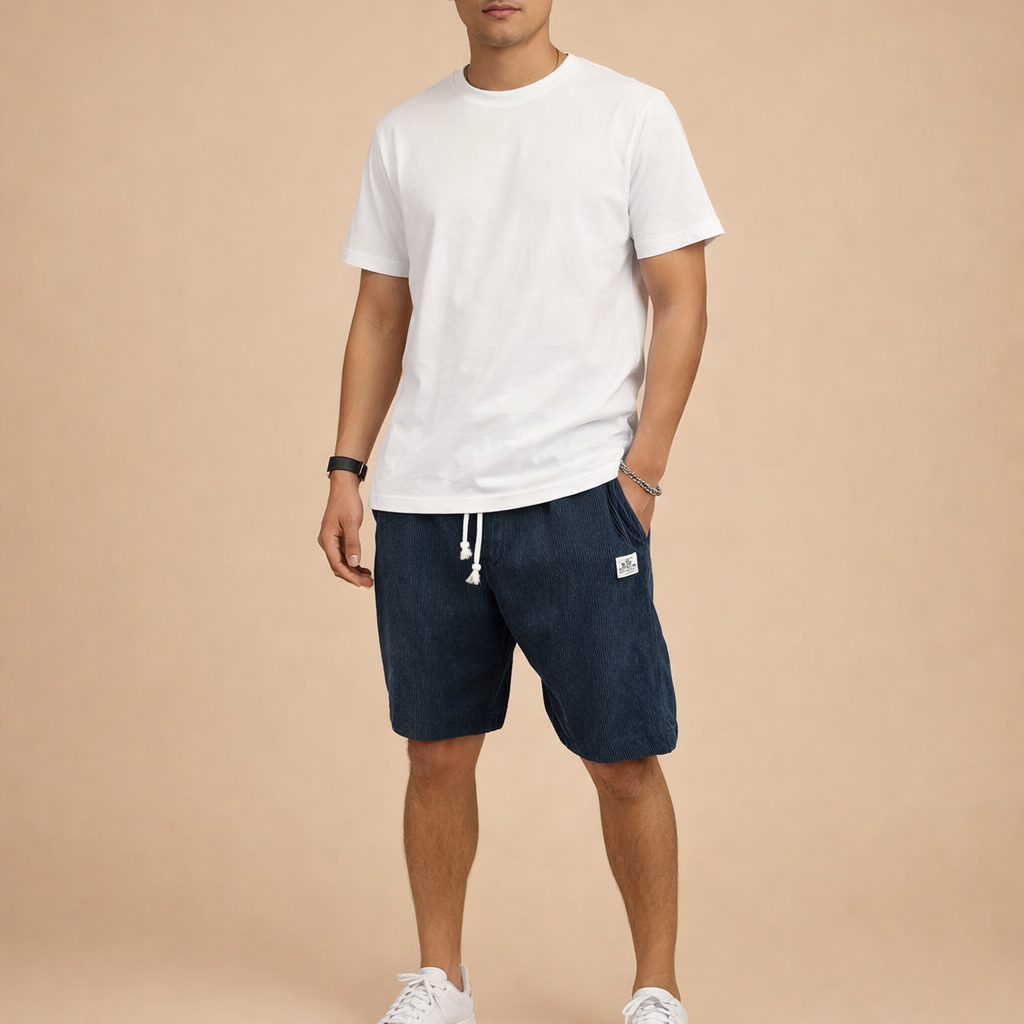Men's Corduroy Sports Shorts for Men – Breathable Elastic Waist Casual Activewear