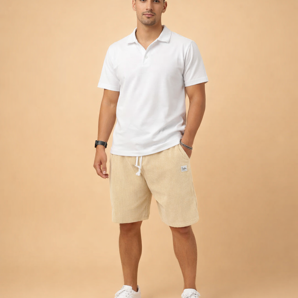 Men's Corduroy Sports Shorts for Men – Breathable Elastic Waist Casual Activewear