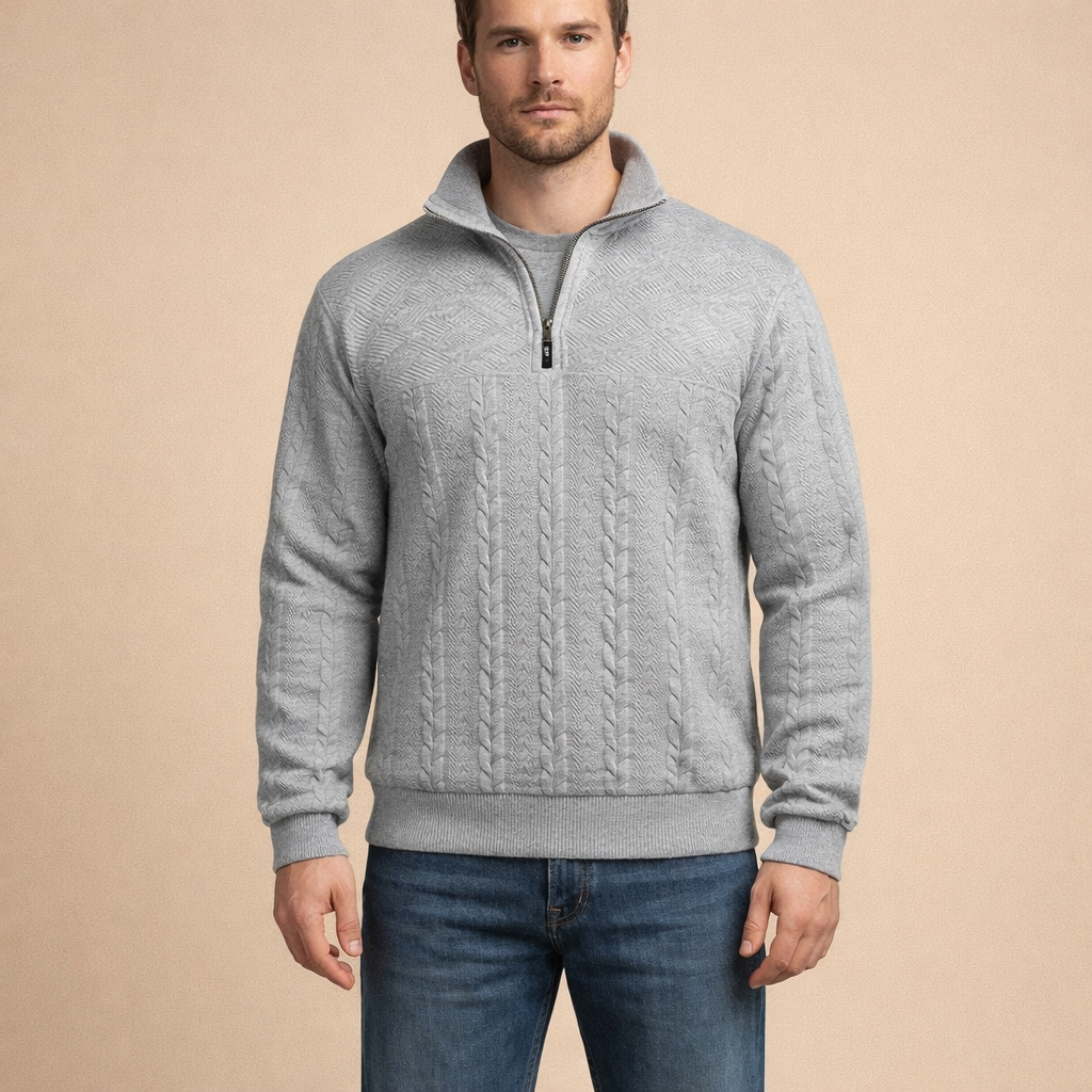 Men's Autumn Winter Casual Jacquard Knit Crewneck Sweater Warm Fall Winter Pullover