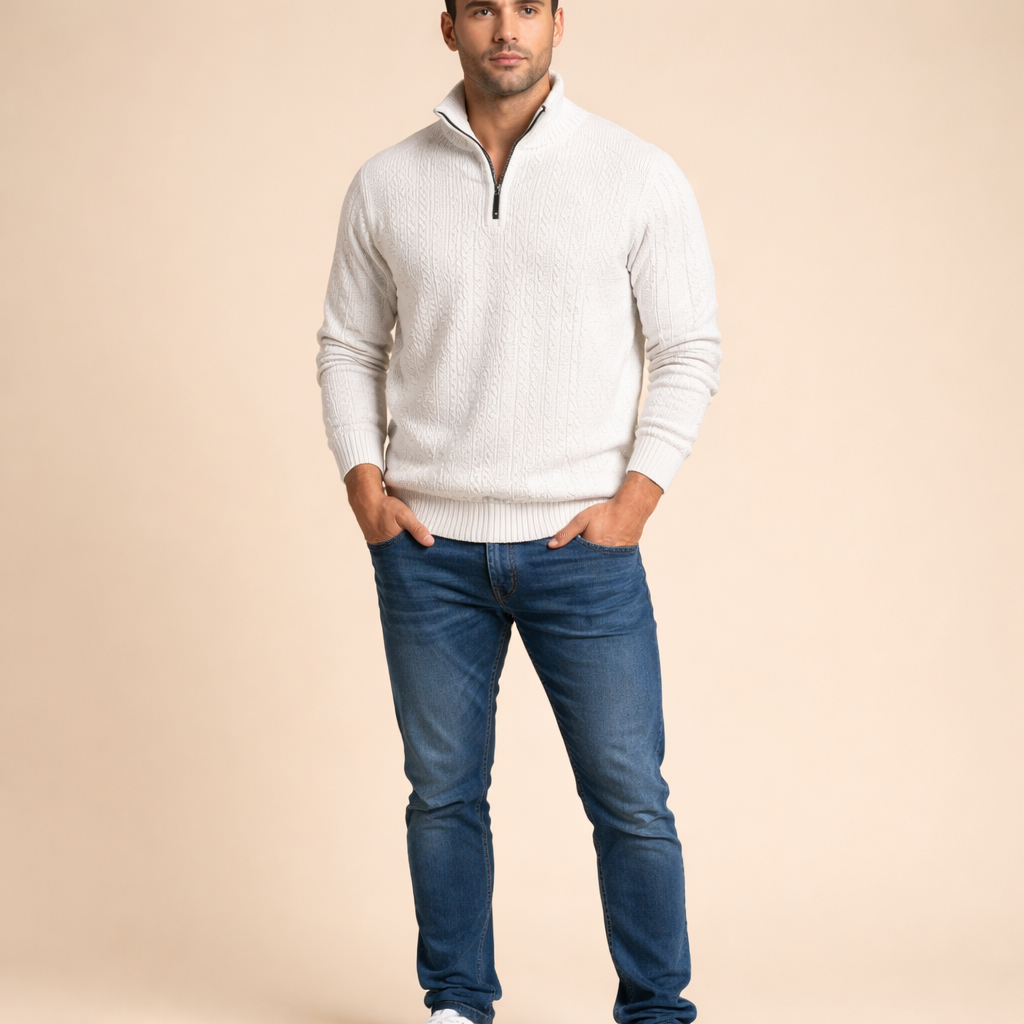 Men's Autumn Winter Casual Jacquard Knit Crewneck Sweater Warm Fall Winter Pullover